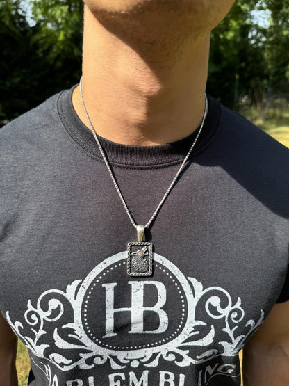 HarlemBling Lone Wolf Dog Tag Pendant - 14k Gold Vermeil Or Oxidized 925 Silver - Medium 1.75"