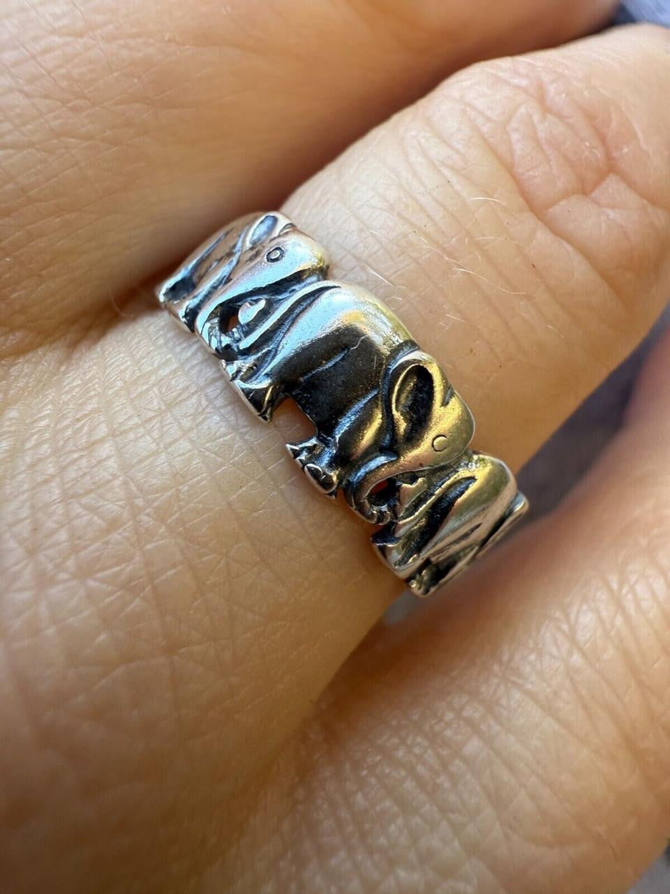 HarlemBling Lucky Elephant Band Ring - 925 Silver - Plain