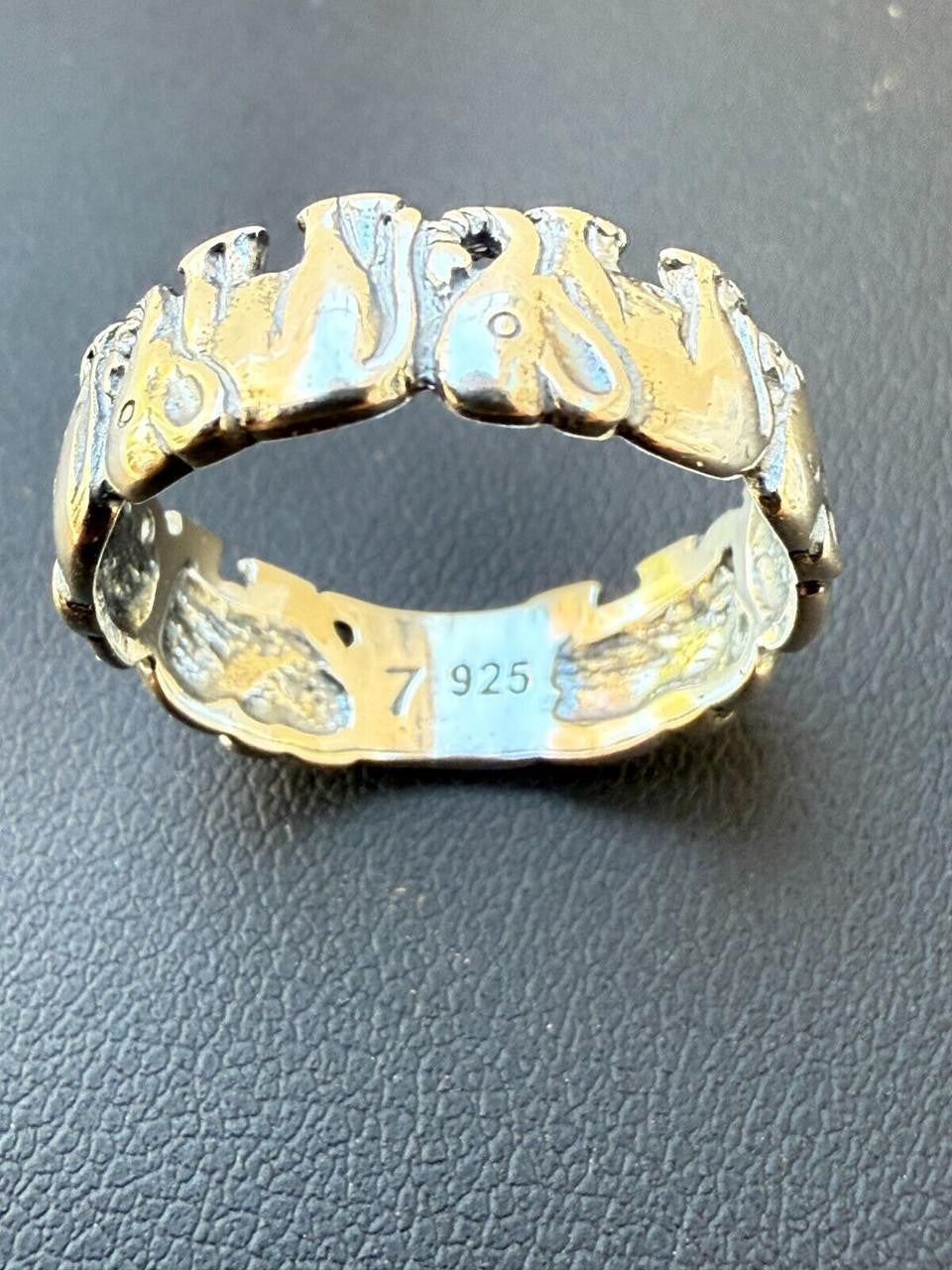 HarlemBling Lucky Elephant Band Ring - 925 Silver - Plain