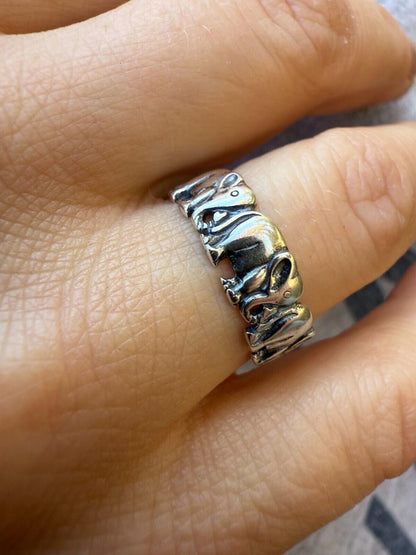 HarlemBling Lucky Elephant Band Ring - 925 Silver - Plain