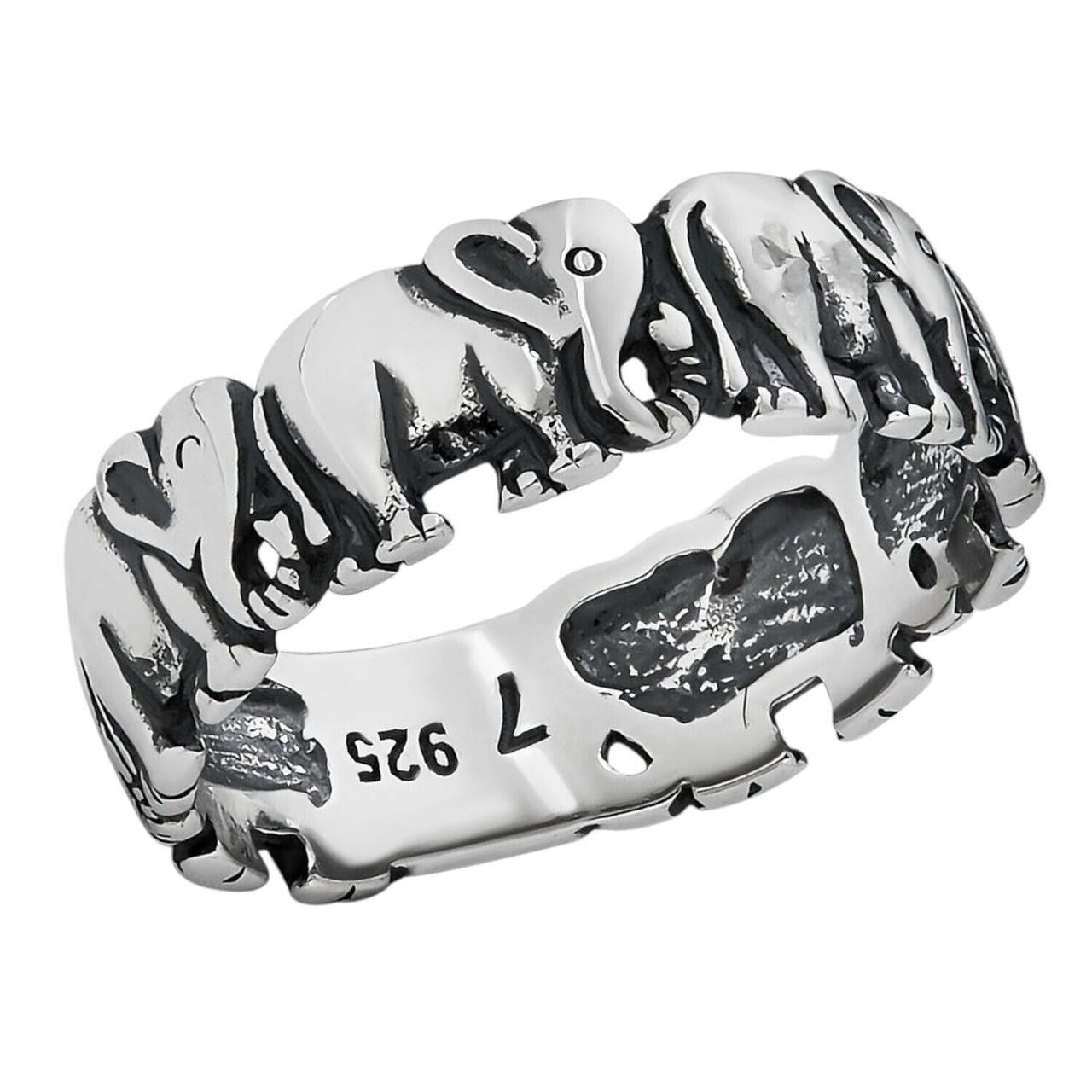 HarlemBling Lucky Elephant Band Ring - 925 Silver - Plain