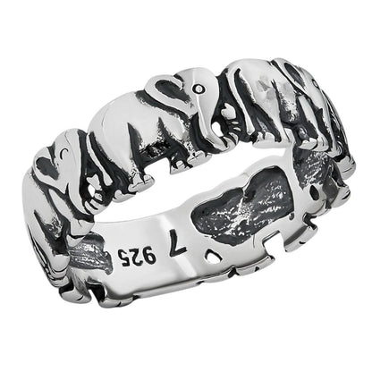 HarlemBling Lucky Elephant Band Ring - 925 Silver - Plain