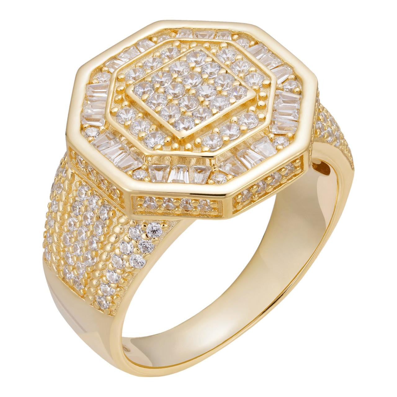 HarlemBling Mafia Boss Ring -14k Gold Vermeil 925 Silver - CZ Stones