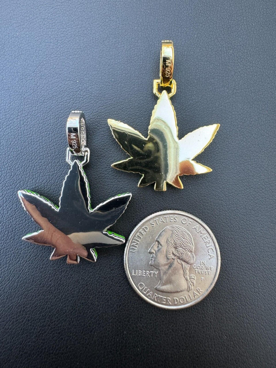 HarlemBling Marijuana Pendant Moissanite 925 Silver Marijuana Weed Leaf Pendant Necklace