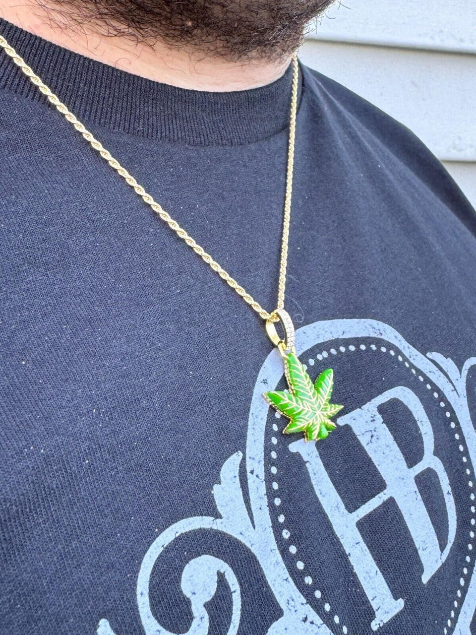 HarlemBling Marijuana Pendant Moissanite 925 Silver Marijuana Weed Leaf Pendant Necklace