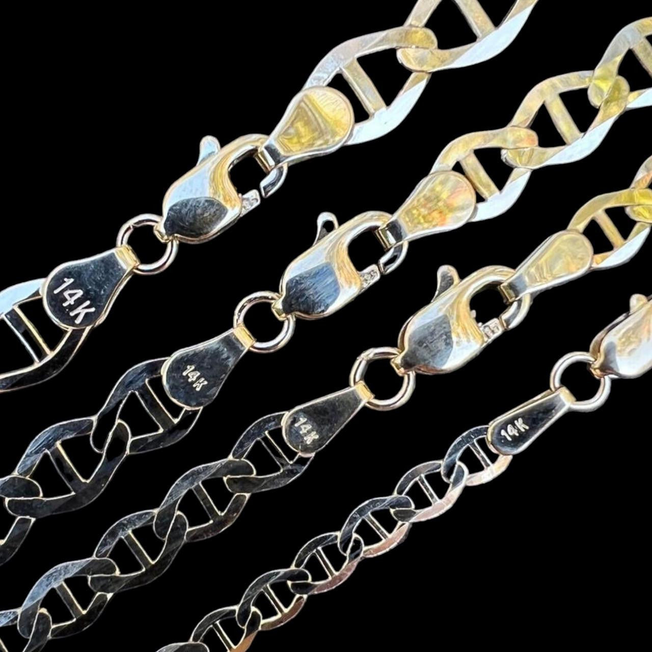 HarlemBling Mariner Chain Necklace - 14k Yellow Gold - 16"-24" - 3.2mm-6.3mm