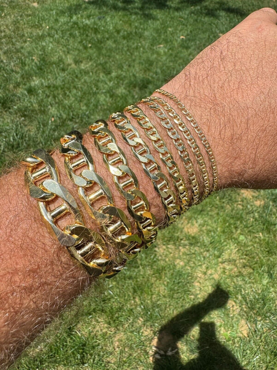 HarlemBling Mariner Link Bracelet - 14k Gold Vermeil 925 Sterling Silver - 6"-9" - 2.5mm-16mm