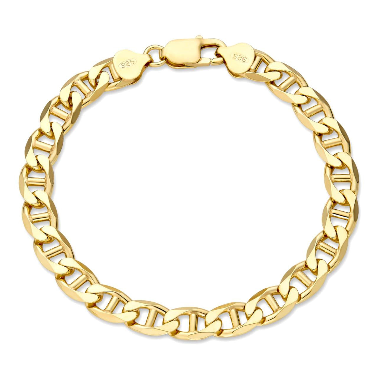 HarlemBling Mariner Link Bracelet - 14k Gold Vermeil 925 Sterling Silver - 6"-9" - 2.5mm-16mm