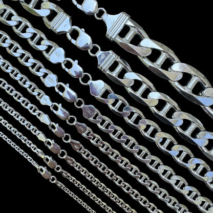HarlemBling Mariner Link Chain Necklace Or Bracelet - 925 Sterling Silver - 6"-30" - 2.5mm-16mm