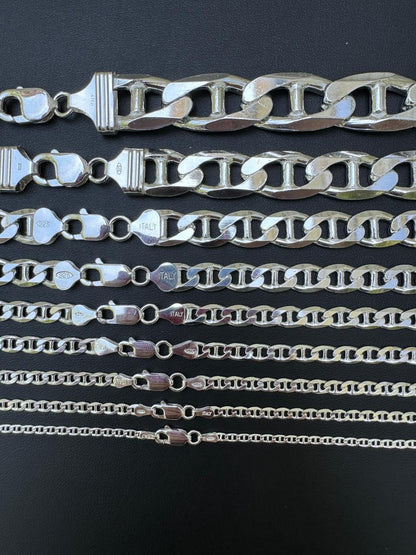 HarlemBling Mariner Link Chain Necklace Or Bracelet - 925 Sterling Silver - 6"-30" - 2.5mm-16mm