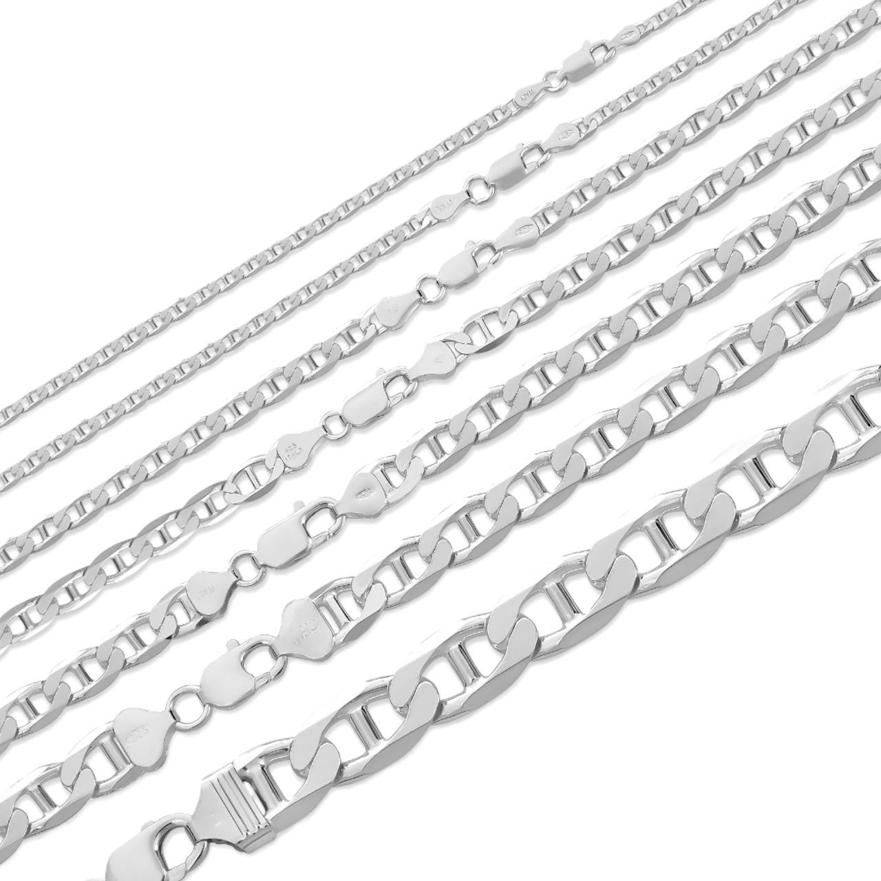 HarlemBling Mariner Link Chain Necklace Or Bracelet - 925 Sterling Silver - 6"-30" - 2.5mm-16mm