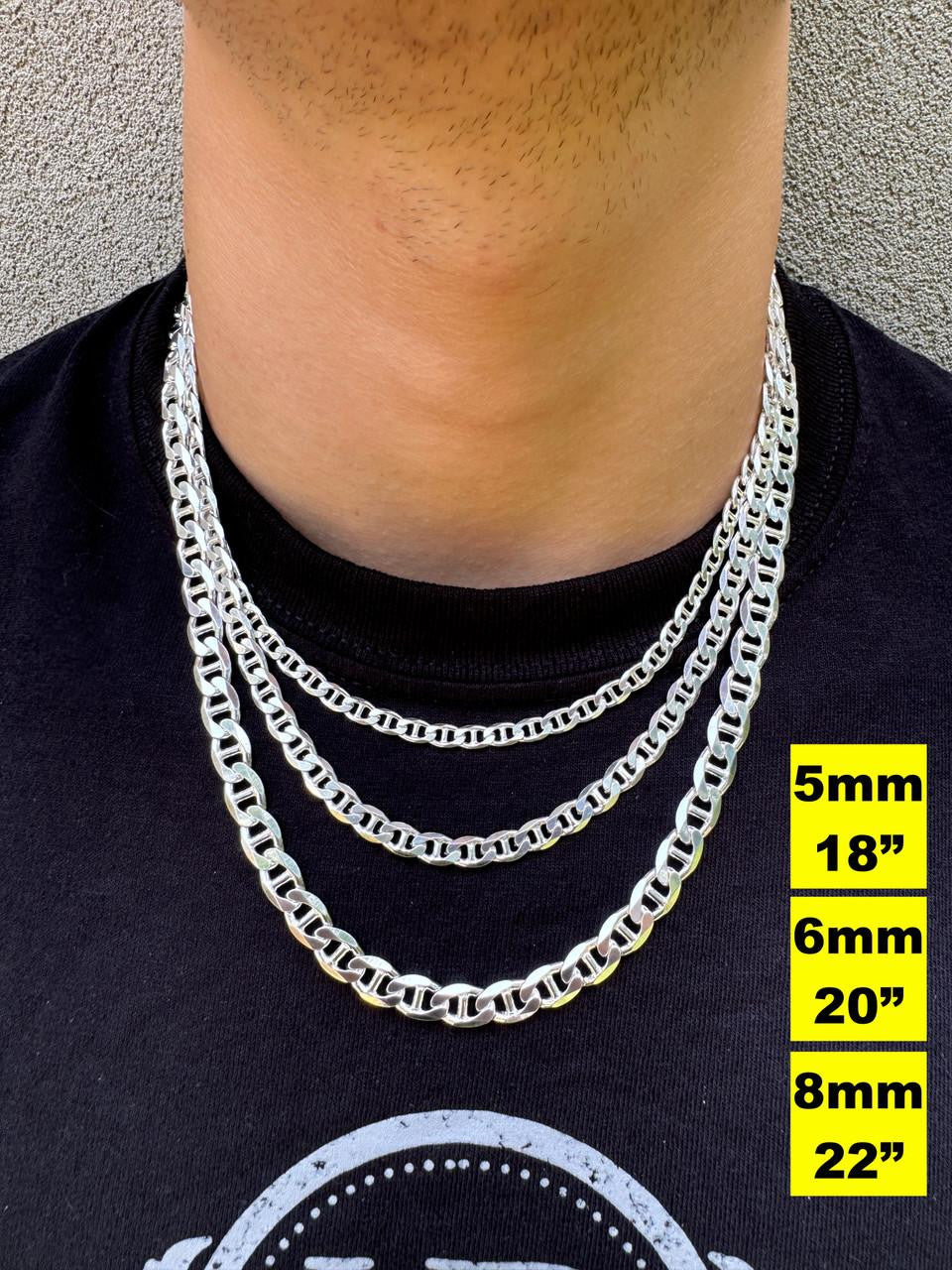 HarlemBling Mariner Link Chain Necklace Or Bracelet - 925 Sterling Silver - 6"-30" - 2.5mm-16mm