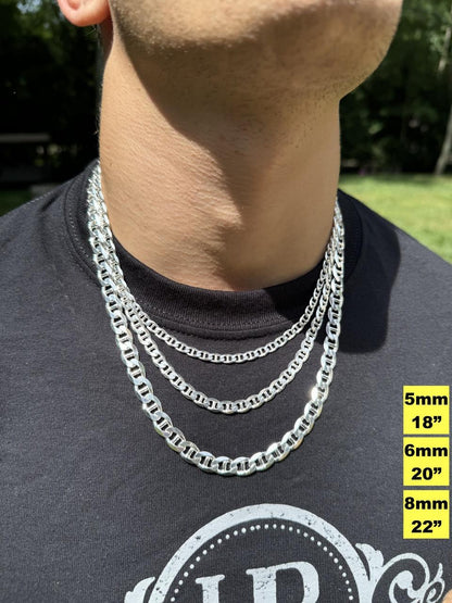HarlemBling Mariner Link Chain Necklace Or Bracelet - 925 Sterling Silver - 6"-30" - 2.5mm-16mm