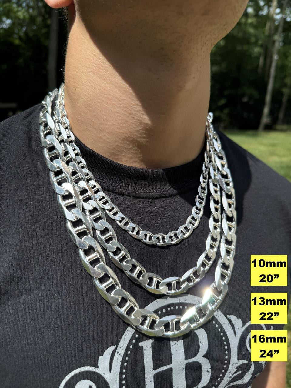 HarlemBling Mariner Link Chain Necklace Or Bracelet - 925 Sterling Silver - 6"-30" - 2.5mm-16mm