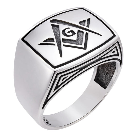 HarlemBling Masonic Lodge Ring - 925 Silver Oxidized - Plain