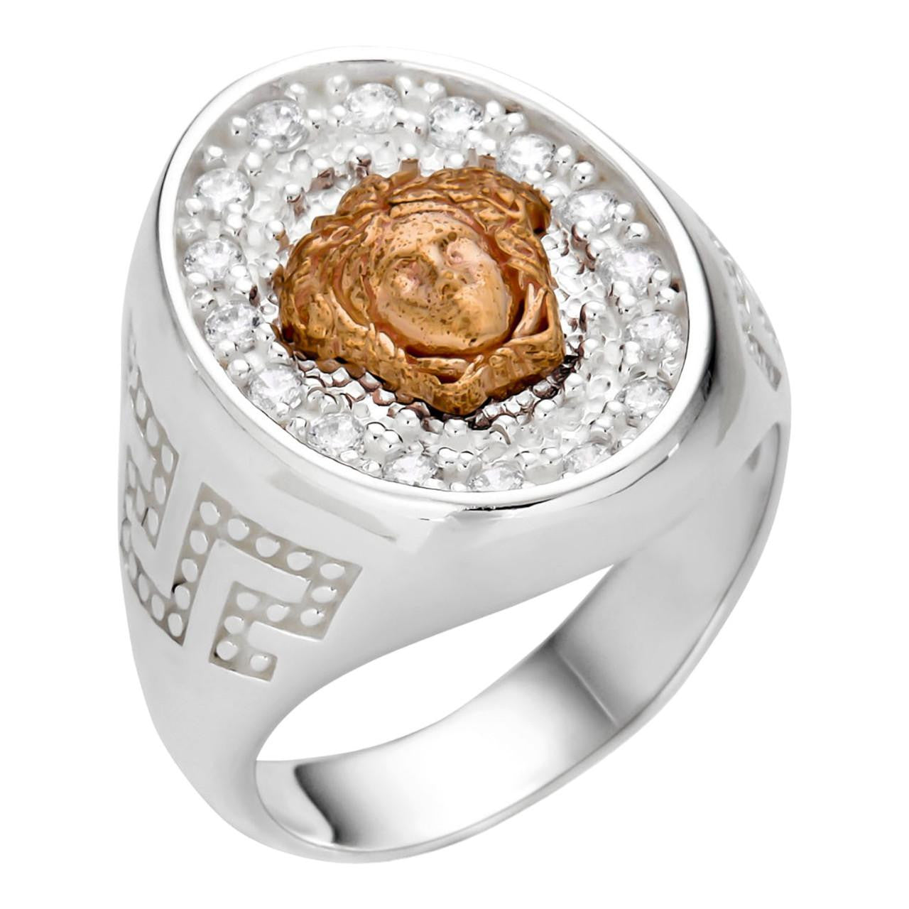 HarlemBling Medusa Ring - 925 Silver & Rose Gold Accent  - CZ Stones