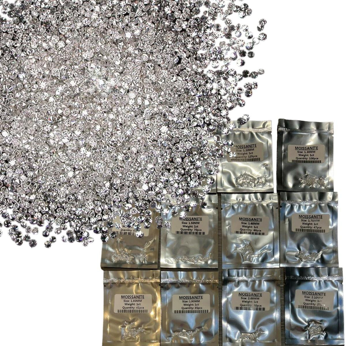 HarlemBling MELEE 1ct TW Loose Round Brilliant Cut Moissanite Gem Stones 0.08-3mm VVS1 D Color