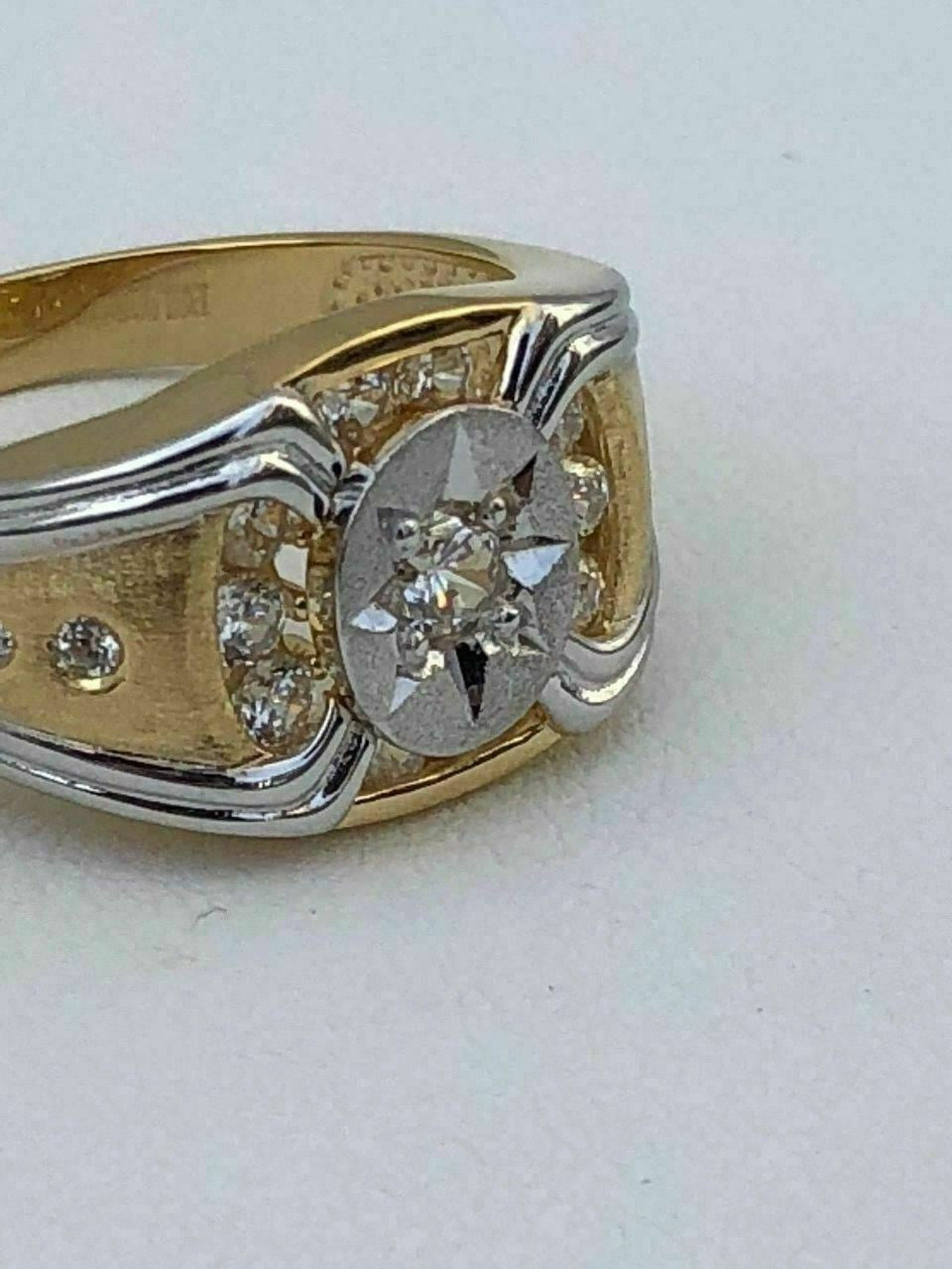HarlemBling Men 14k Gold and Real Solid 925 Silver Super Iced Star Ring Size Man Made Diamond