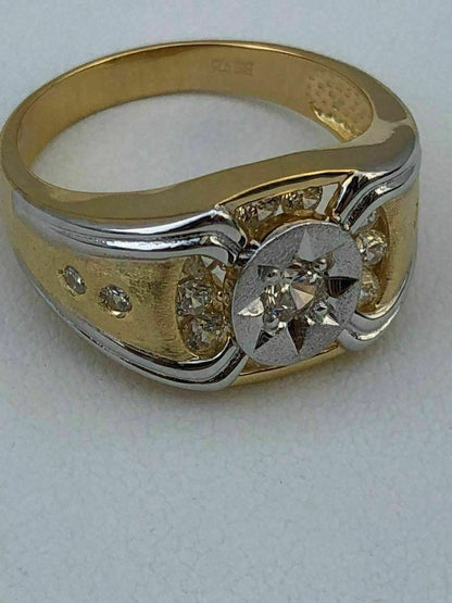 HarlemBling Men 14k Gold and Real Solid 925 Silver Super Iced Star Ring Size Man Made Diamond