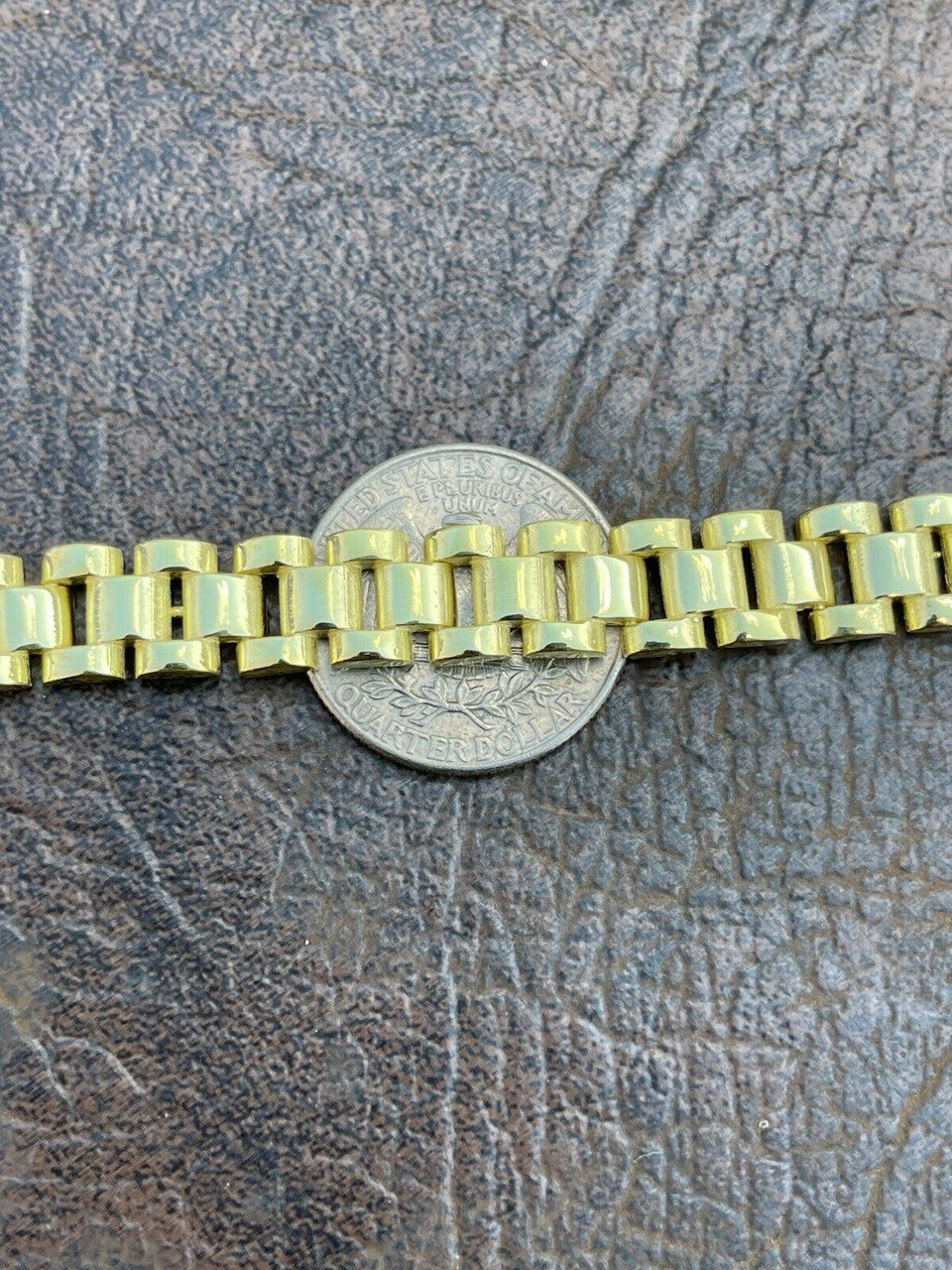 HarlemBling Men 14k Gold Vermeil Solid 925 Sterling Silver Plain Presidential Link Bracelet