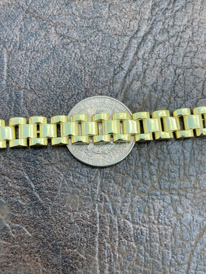 HarlemBling Men 14k Gold Vermeil Solid 925 Sterling Silver Plain Presidential Link Bracelet