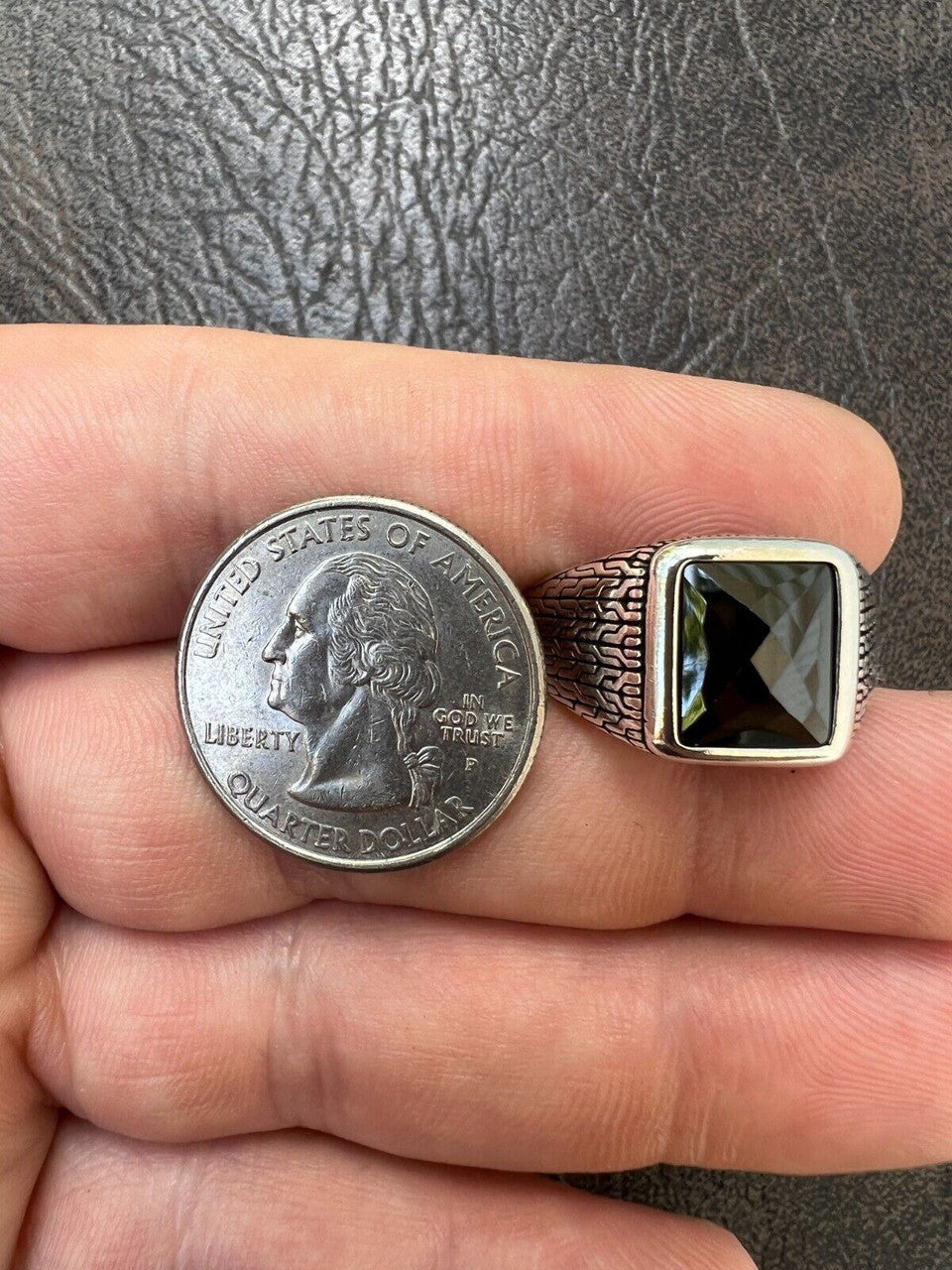 HarlemBling Men Real 925 Sterling Silver Simulated Black Diamond Gem Stone Pinky Ring Iced