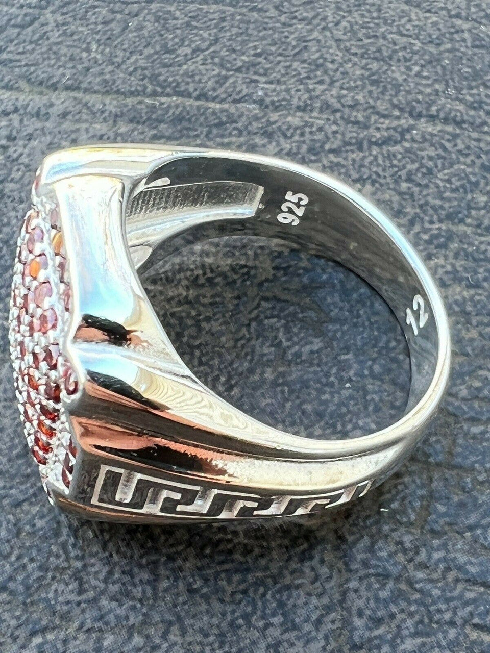 HarlemBling Men Real Solid 925 Sterling Silver Iced Red Ruby Ring HipHop Pinky Or Any Finger