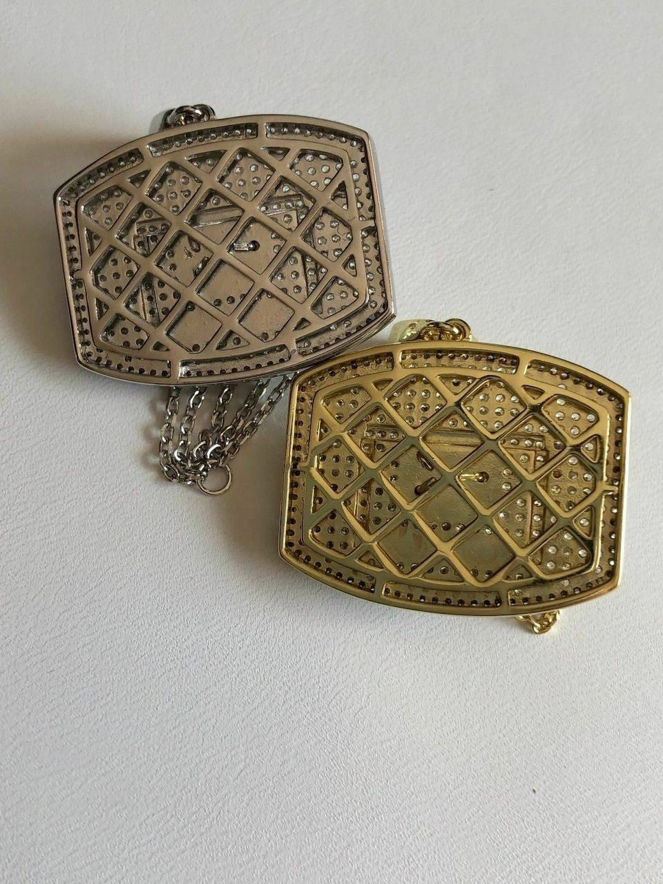 HarlemBling Men Solid 925 Silver Basketball W Hoop Diamond Pendant W Chain 14k Gold ICED