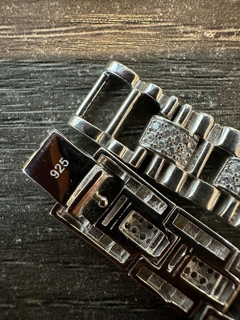 HarlemBling Mens 10mm Iced Presidential Bracelet Real 925 Sterling Silver Flooded Out HipHop