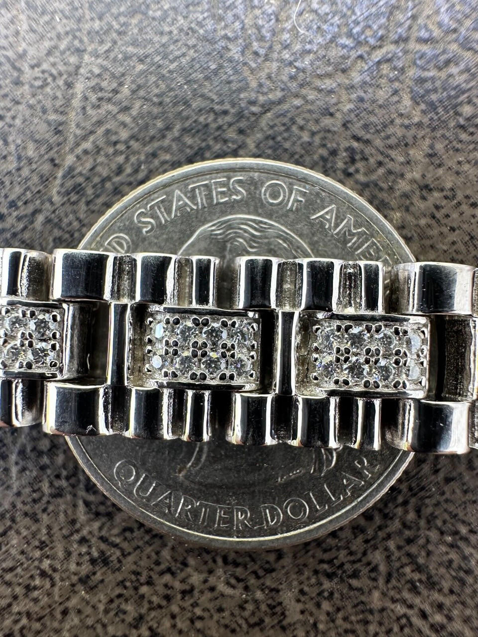 HarlemBling Mens 10mm Iced Presidential Bracelet Real 925 Sterling Silver Flooded Out HipHop