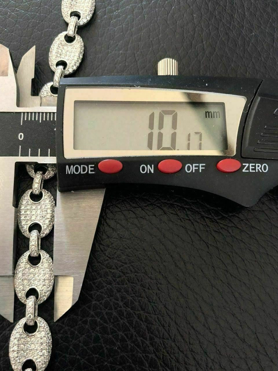 HarlemBling Mens 10mm Puffed Gucci Link Bracelet Real Solid 925 Sterling Silver Diamond ICY