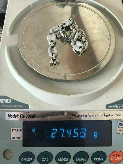 HarlemBling Mens 12mm Gucci Link Bracelet Solid 925 Sterling Silver ICY Man Made Diamond 6-9