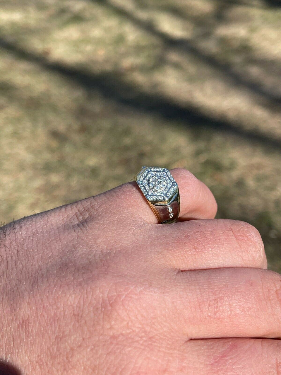 HarlemBling Mens 14k Gold and Real Solid 925 Silver Diamond RING Size 6 7 8 9 10 11 12 13 ICED