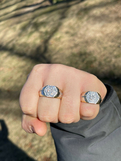 HarlemBling Mens 14k Gold and Real Solid 925 Silver Diamond RING Size 6 7 8 9 10 11 12 13 ICED