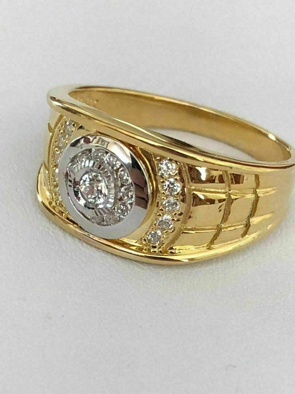 HarlemBling Mens 14k Gold and Real Solid 925 Silver Diamond RING Size 7 8 9 10 11 12 13 ICY