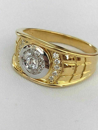 HarlemBling Mens 14k Gold and Real Solid 925 Silver Diamond RING Size 7 8 9 10 11 12 13 ICY