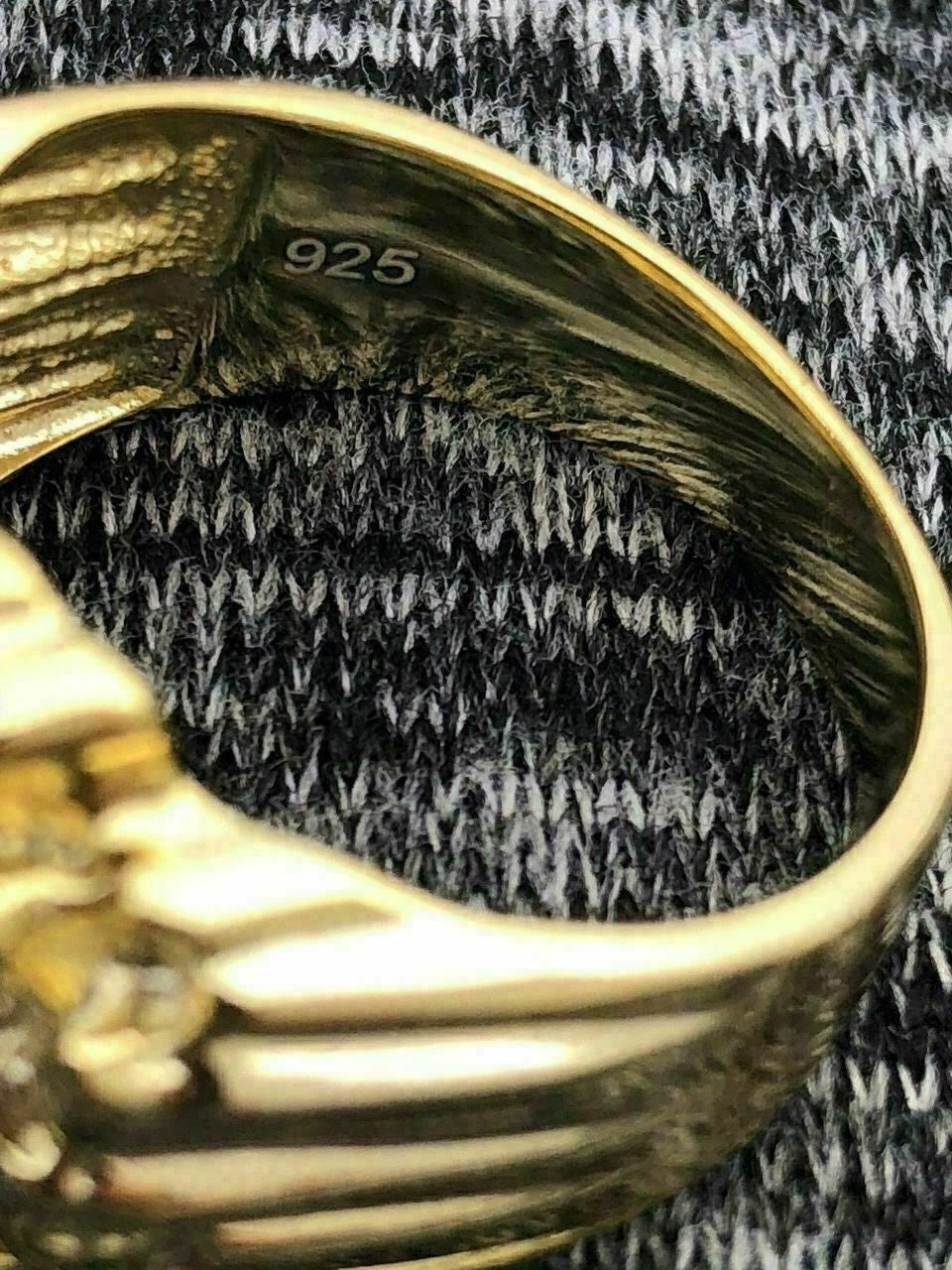 HarlemBling Mens 14k Gold Over REAL Solid 925 Sterling Silver Heavy Nugget Ring Size 6-13