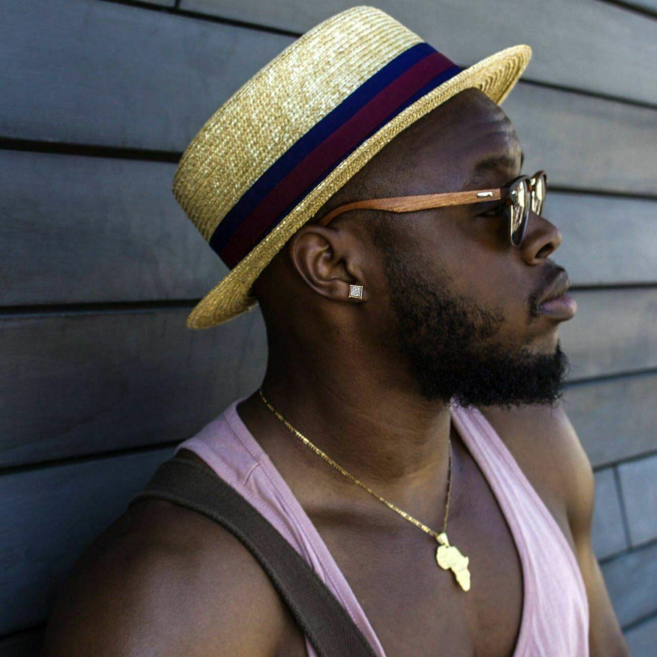 HarlemBling Mens 14k Gold Plated REAL 925 Silver 3/8 Square Cube Diamonds Stud Earrings