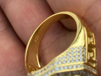 HarlemBling Mens 14k Gold Solid 925 Sterling Silver Big Hip Hop RING Super Iced Large Pinky