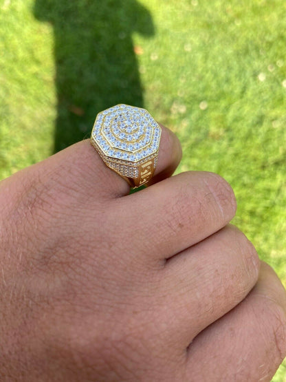 HarlemBling Mens 14k Gold Solid 925 Sterling Silver Big Hip Hop RING Super Iced Large Pinky