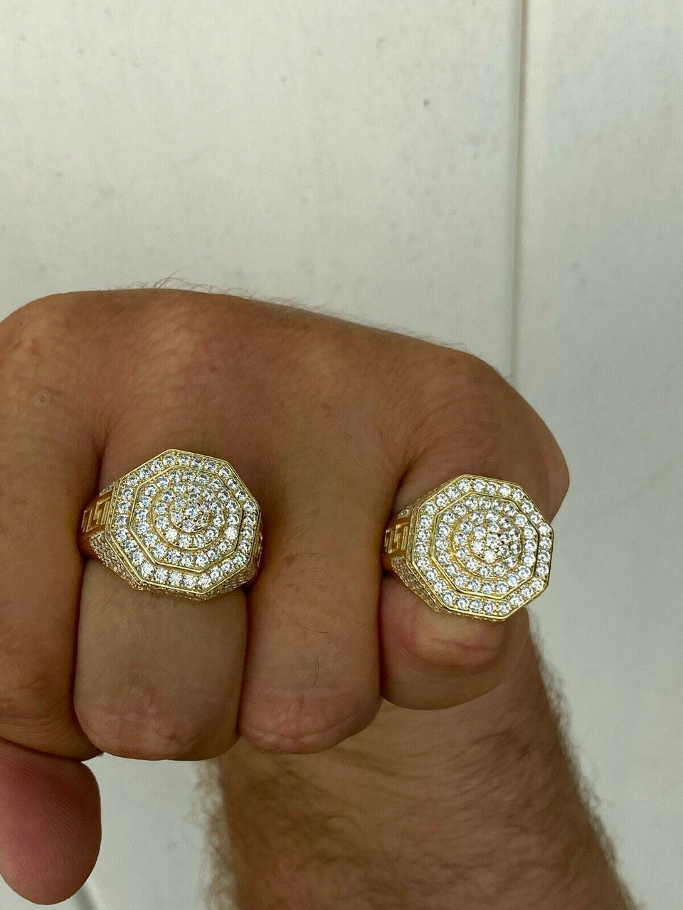 HarlemBling Mens 14k Gold Solid 925 Sterling Silver Big Hip Hop RING Super Iced Large Pinky