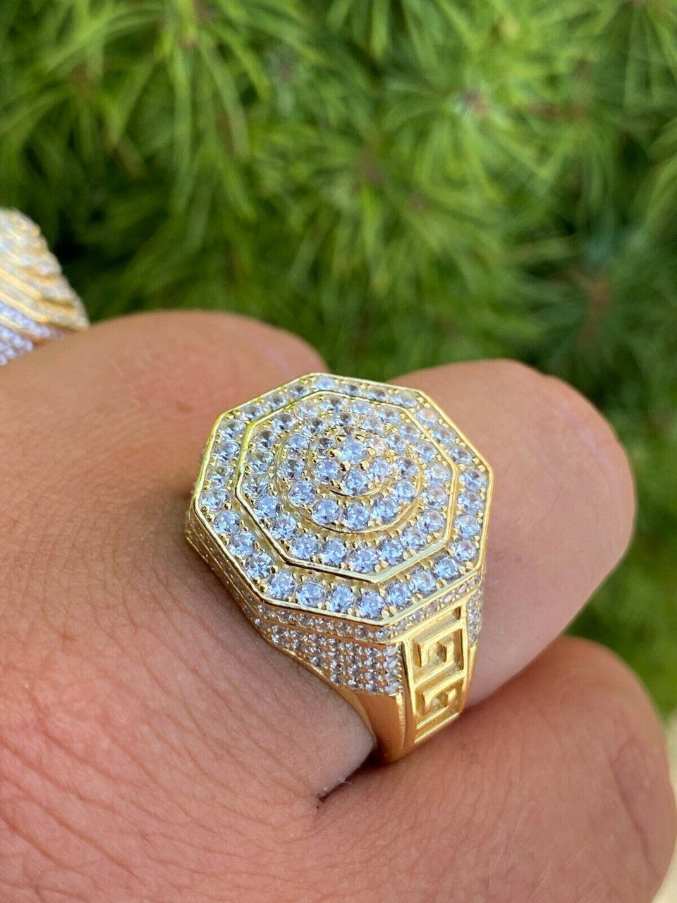 HarlemBling Mens 14k Gold Solid 925 Sterling Silver Big Hip Hop RING Super Iced Large Pinky