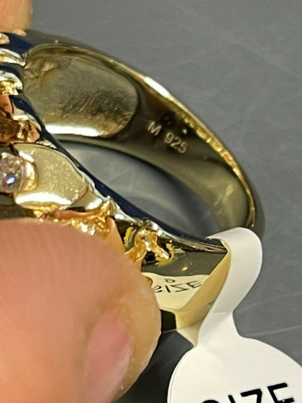 HarlemBling Mens 14k Gold Vermeil 925 Sterling Silver Real Moissanite Nugget Ring Sz 7-13