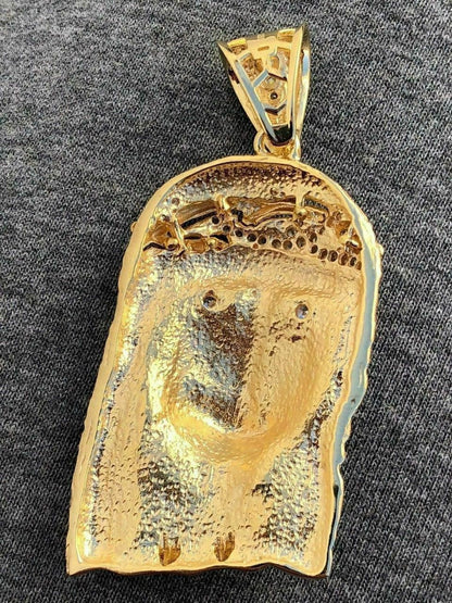 HarlemBling Mens 14k Yellow and Rose Gold Over 925 Silver Large 1x2 Jesus Piece HIP HOP Chain