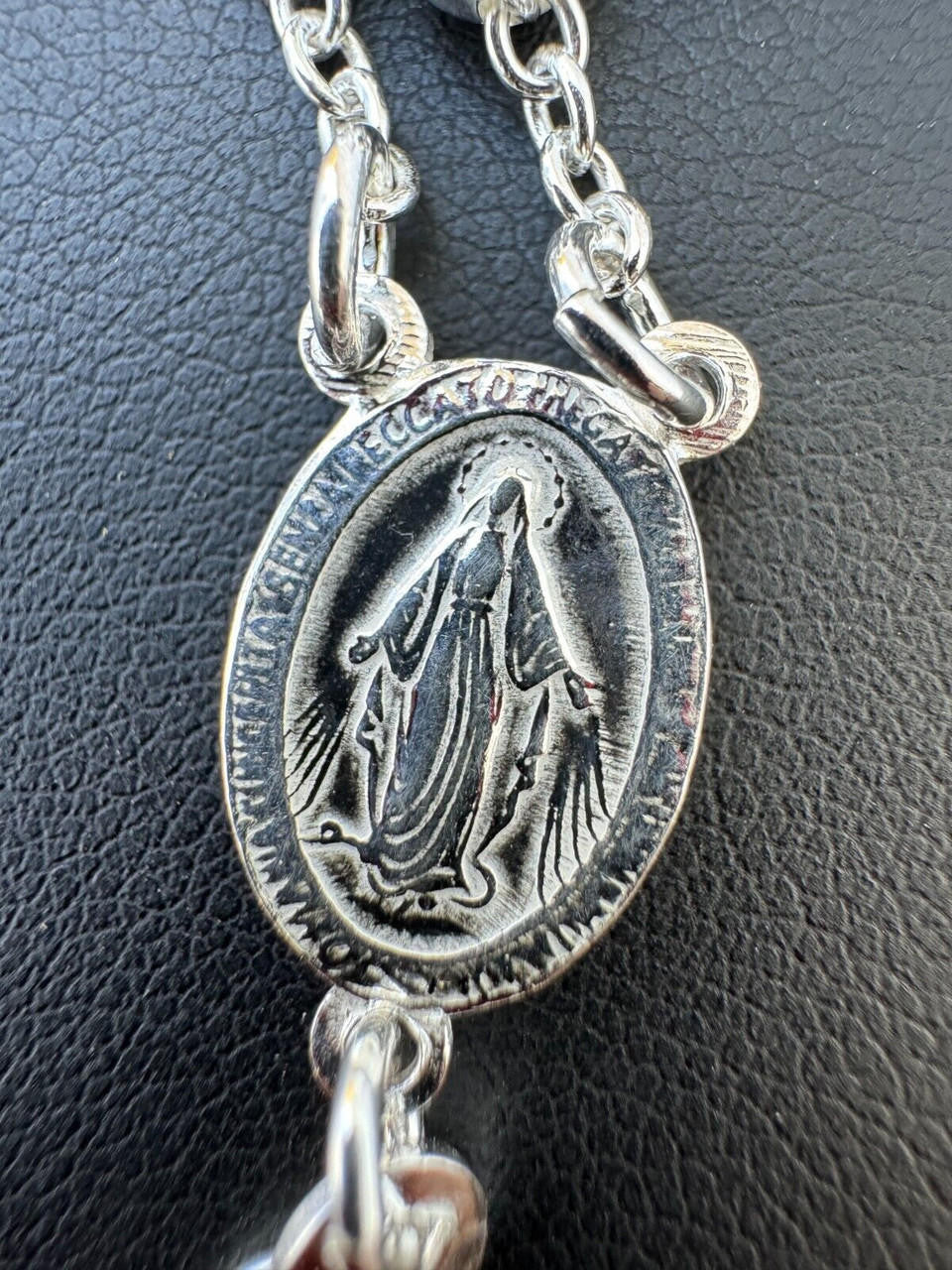 HarlemBling Men's 30" Long Rosary Beads Necklace Solid 925 Sterling Silver Rosario ITALY 5mm