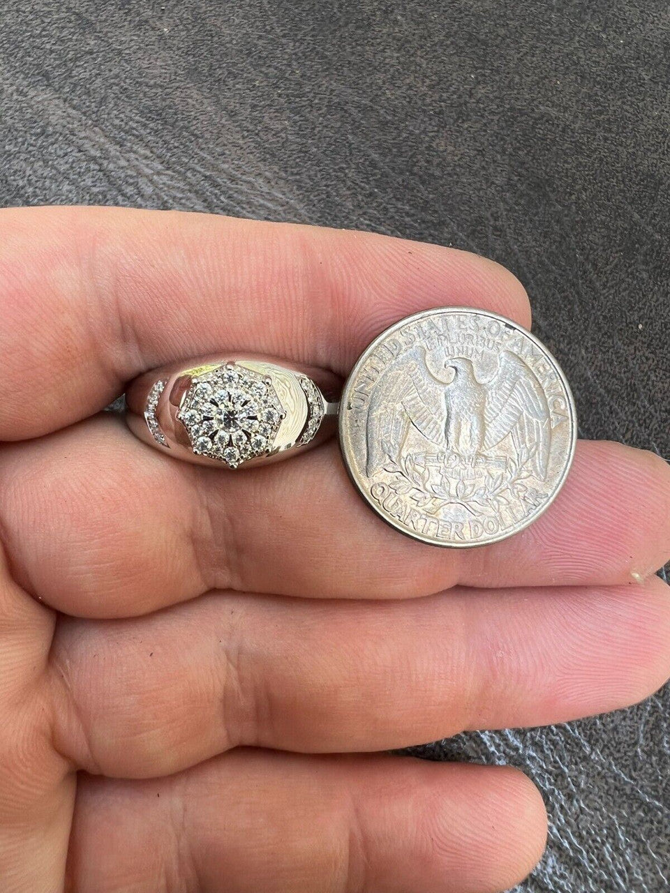 HarlemBling Mens 925 Silver Hip Hop Iced Moissanite Pinky Cluster Ring Passes Diamond Test