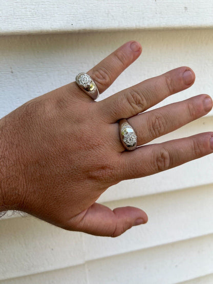 HarlemBling Mens 925 Silver Hip Hop Iced Moissanite Pinky Cluster Ring Passes Diamond Test