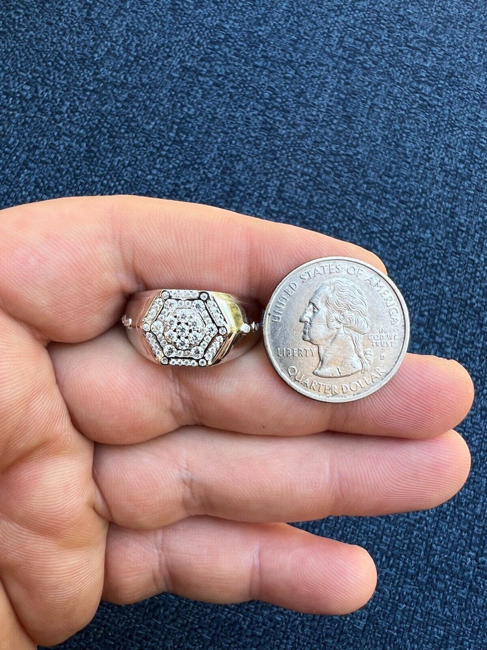 HarlemBling Mens 925 Silver Hip Hop Iced Moissanite Pinky Ring REAL Stone Pass Diamond Test