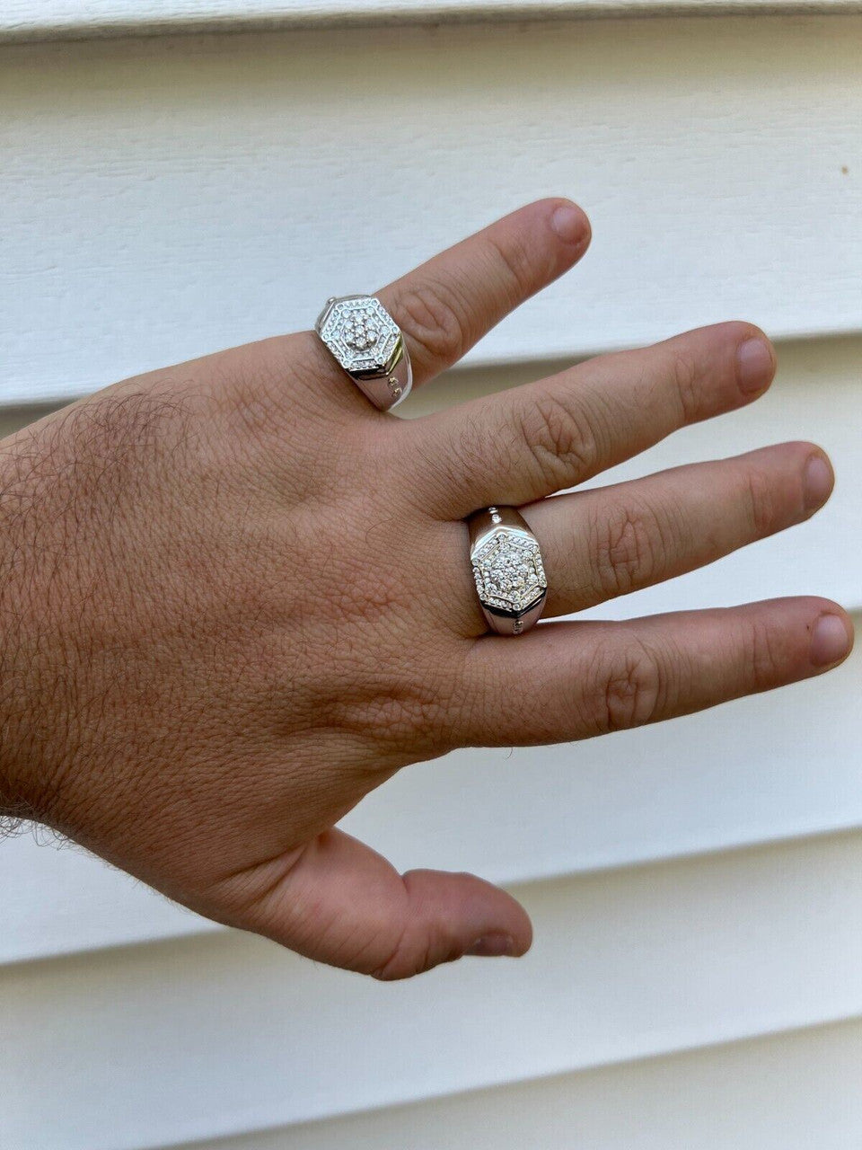 HarlemBling Mens 925 Silver Hip Hop Iced Moissanite Pinky Ring REAL Stone Pass Diamond Test