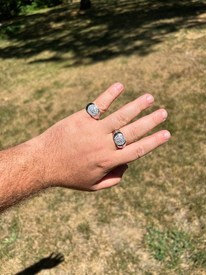 HarlemBling Mens 925 Silver Hip Hop Iced Moissanite Pinky Ring REAL Stone Pass Diamond Test